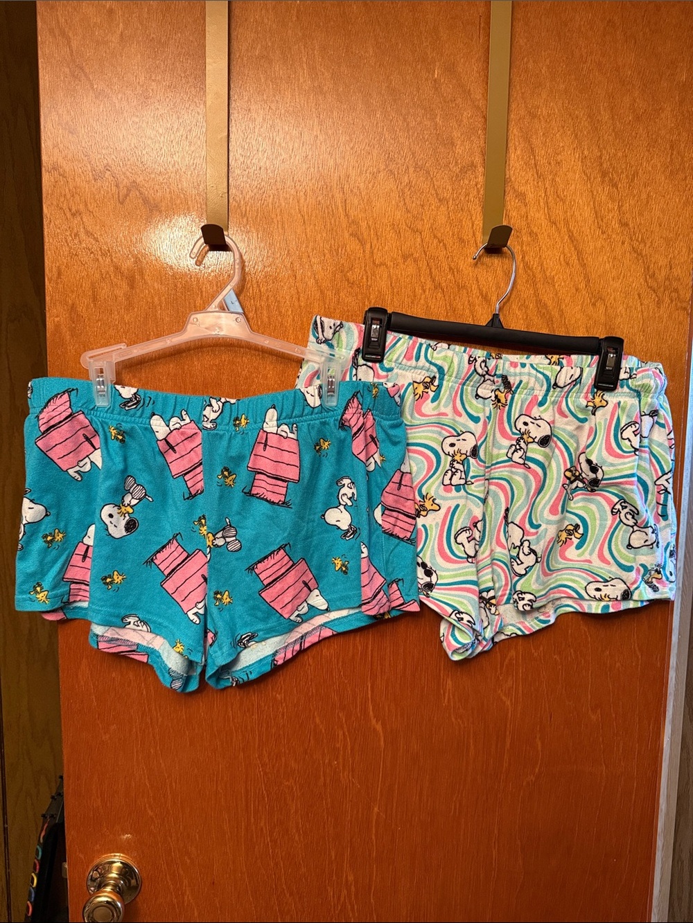 Peanuts Women's Twin Pajama Shorts - Teal & Pastel Swirl